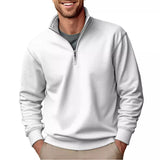 Men's Sweater Casual Zipper Stand Collar Thickened Fleece-lined Solid Color Men's Sweater