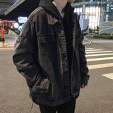 non binary outfits Hong Kong Style Couple Retro Denim Jacket Men's Japanese Harajuku Style Trendy Loose Lazy Style Youth Jacket Korean Style