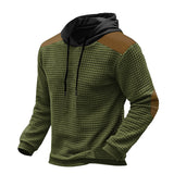 mens fall fashion Autumn and Winter New Men's Jacquard Color Matching Sweater Long Sleeve Hooded Pullover Casual Sweater