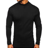 Men's Autumn and Winter Thickened Warm Long-Sleeved T-shirt Men's Bottoming Shirt Cotton Close-Fitting Half Turtleneck Men's