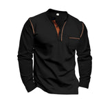 Fall Men's Stand Collar Long-Sleeved Polo Shirt Men's Polo Shirt