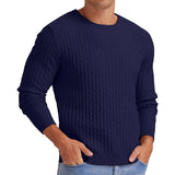 Men's Round Neck Men's Pullover Autumn and Winter Long Sleeve V-neck Twist Thickened Knitted Bottoming Sweater Men