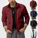 Riolio Autumn and Winter Men's British Plus Size Men's Corduroy Long Sleeve Fashion Jacket Workwear Jacket Stand Collar