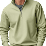 Men's Sweater Casual Zipper Stand Collar Thickened Fleece-lined Solid Color Men's Sweater