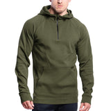 Autumn and Winter Men's Long-Sleeved Stand Collar Casual Pullover Hooded Half Zipper Block Fleece-lined Sweater