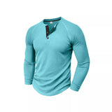 Spring and Autumn Men's T-shirt Youth round Neck Long Sleeve Henley Shirt Men's Casual Bottoming Shirt