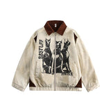 mens jackets American-Style Retro Distressed Waste Soil Style Workwear Jacket Men's Spring and Autumn Loose Tie-Dyed Printed Couple Jacket