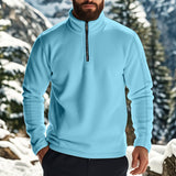 Autumn and Winter Men's Polar Fleece Half Zipper Stand Collar Long Sleeve Solid Color Sweater Size