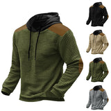 Riolio mens fall fashion Autumn and Winter New Men's Jacquard Color Matching Sweater Long Sleeve Hooded Pullover Casual Sweater