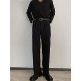 suits men Autumn and Winter Korean Style Fleece-lined Draping Suit Pants Men's Non-Ironing Straight Loose Trendy Casual Trousers High-Grade Suit Pants