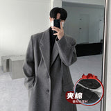 business casual outfits Maillard Overcoat Mid-Length Loose Korean Casual Shoulder Pad Woolen Overcoat Trendy Autumn and Winter Coat for Men