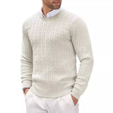 Autumn and Winter New Men's round Neck Knitted Sweater Slim-Fit Long-Sleeved Twisted Solid Color Simple Knitted Bottoming Shirt Men