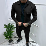 Men's Casual Suit Twill Jacket Solid Color Jacquard Men's Two-Piece Suit