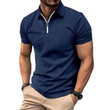 High-End Mesh Ice Silk Short-Sleeved Polo Shirt Men's Summer Casual Solid Color Plaid Nylon Slip Material