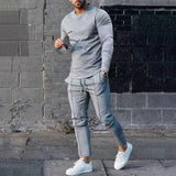 Men's Suit Spring and Autumn Loose round Neck Long Sleeve T Pants Two-Piece Casual Men's Sportswear