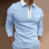 Men's Lapel Fashion Slim Pocket Long Sleeve Men's T-shirt Polo Shirt