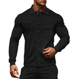 Autumn Casual Men's Twill Lapel Long-Sleeved Jacket Single-Breasted Solid Color Slim Jacket
