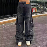 fashion outfits Trendy Youth Jeans Regular High Street Loose Straight Workwear Wide Leg Long Pants