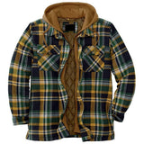 fall outfits men Men's Autumn and Winter Thickened Cotton-Padded Coat Plaid Long Sleeve Loose Hooded Jacket Jacket