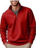 Men's Sweater Casual Zipper Stand Collar Thickened Fleece-lined Solid Color Men's Sweater