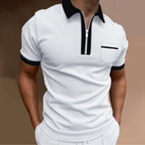 Men's Lapel Fashion Slim Pocket Long Sleeve Men's T-shirt Polo Shirt