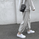 sweatpants outfit men Pants Men's Spring and Autumn Velvet Korean Style Fashionable Color Loose Cropped Casual Pants Hong Kong Style Ankle-Tied Drawstring Straight Pants