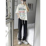 casual outfits Straight Jeans Men's Spring and Autumn Narrow American High Street Pants Men's Summer Trendy Loose Casual Trousers