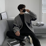 Riolio minimalist fashion men Asclo Korean Style New Loose Knitted Coat Autumn and Winter Men's High-End Fashion Handsome Design Rhombus Sweater Cardigan