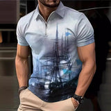 Casual Men's Polo Shirt 3D Printing Breathable Fashion Polo Shirt Top