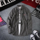 men fall outfits casual Colorful Plaid Couple Plaid Shirt Coat Long-Sleeved Shirt Youth Korean Casual Student Handsome Men's Shirt