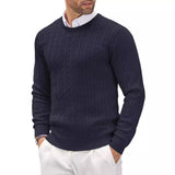 Autumn and Winter New Men's round Neck Knitted Sweater Slim-Fit Long-Sleeved Twisted Solid Color Simple Knitted Bottoming Shirt Men