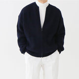 Riolio - KNITTED ROUND-NECK CARDIGAN SWEATER - chill guy 90s fashion mens fashion