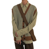 guys clothing styles Autumn and Winter Loose American Fashion All-Matching Brown Vintage Knitted Cardigan Vest Sweater Vest Men's Japanese Style