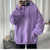 guys clothing styles Multi-Color Autumn and Winter Hooded Pure Sweater Fleece-lined Thickened Korean Style Trendy Loose Warm Male Couple Female Student Class Clothes Jacket