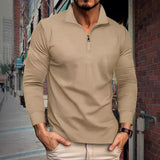 Autumn Twill Jacquard Polo Shirt Half Zipper Long Sleeve Men's Sports Polo Shirt Men