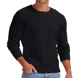 Men's Round Neck Men's Pullover Autumn and Winter Long Sleeve V-neck Twist Thickened Knitted Bottoming Sweater Men