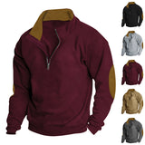 Spring and Autumn Men's Outdoor Casual Embroidered Color Matching Stand Collar Long Sleeve Sweater