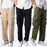 mens clothing styles casual Pants plus Size Multi-Pocket Overalls High Street Fashion Brand Casual Pants Overalls Pants Spring Men's Loose Casual Pants