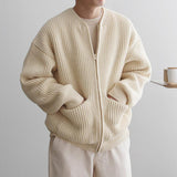 Riolio - KNITTED ROUND-NECK CARDIGAN SWEATER - chill guy 90s fashion mens fashion