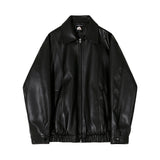 90s fashion men Short Leather Jacket Men's Spring New Lapel Top Korean Style Loose High-Grade Leather Jacket