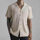 summer outfits men Men's Knitted Button Short-Sleeved Shirt Summer Men's Breathable Short-Sleeved Shirt