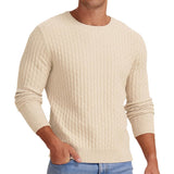 Men's Round Neck Men's Pullover Autumn and Winter Long Sleeve V-neck Twist Thickened Knitted Bottoming Sweater Men