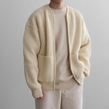 Riolio - KNITTED ROUND-NECK CARDIGAN SWEATER - chill guy 90s fashion mens fashion