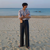 Men's Summer Pants Thin Korean Style Trendy Loose Casual Trousers Wide Leg Pants Straight Drape Western