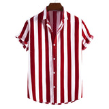 frat boy outfits Spring New Men's Striped Short-Sleeved Shirt Comfortable Casual Men's Clothing