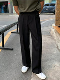 Riolio - BLACK FOLDED STRAIGHT PANTS - chill guy 90s fashion mens fashion