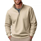 Men's Sweater Casual Zipper Stand Collar Thickened Fleece-lined Solid Color Men's Sweater