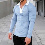 Men's plus Size Half Zipper Long-Sleeved T-shirt Men's Autumn and Winter Quick-Drying Polo Shirt