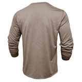 Men's Henley Shirt Men's Long-Sleeved Henry Collar T-shirt
