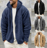 Riolio  Men's Autumn and Winter Double-Sided Fleece Warm Jacket  Loose Hooded Casual Jacket